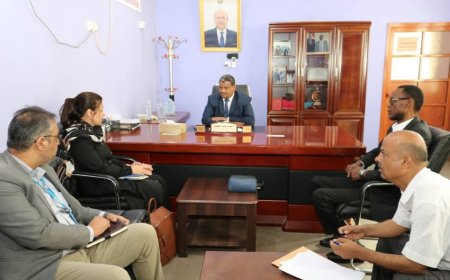 عدن.. نائب وزير التعليم اليمني يناقش مع وفد الأمم المتحدة تطوير التعليم الفني