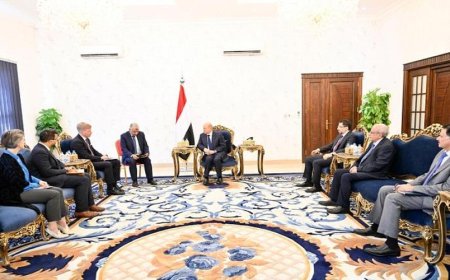 العليمي يدعو المبعوث غروندبرغ إلى أهمية التركيز على الأفعال وليس الأقوال