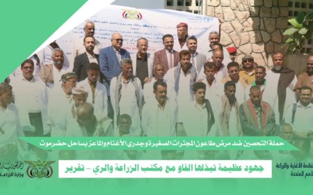 حملة التحصين ضد مرض طاعون المجترات الصغيرة وجدري الأغنام والماعز بساحل حضرموت 