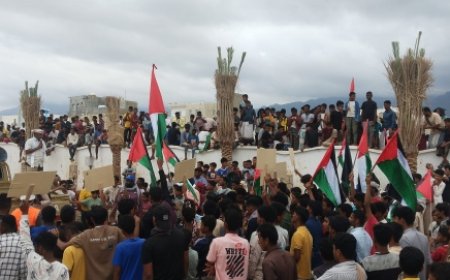 سقطرى.. وقفة تضامنية مع فلسطين تندّد بجرائم الاحتلال