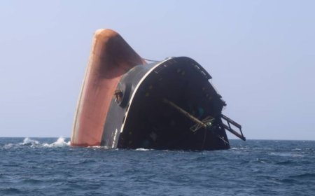 شاهد اللحظات الأخيرة لغرق السفينة البريطانية روبيمار بالبحر الأحمر