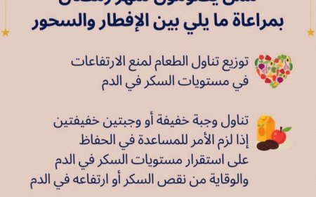 منظمة الصحة العالمية تقدم نصائح لمرضى السكري في رمضان