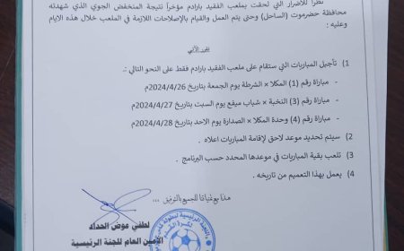 الجمعة انطلاق دور ال 32 من بطولة كأس حضرموت الثامنة لكرة القدم 