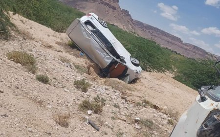 حادث مروري بدون ضحايا على الخط السريع بين شبام وسيئون