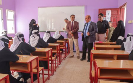 أمين عام محلي حضرموت يدشن امتحانات النقل النهائية للعام الدراسي 2023-2024