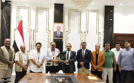 محافظ حضرموت يبحث مع وفد منظمة UNPOS مستوى تنفيذ المشاريع الخدمية