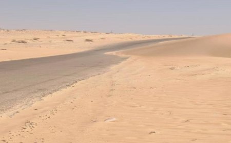 رمال متحركة تعرقل الحركة على الخط الدولي شبوة - حضرموت