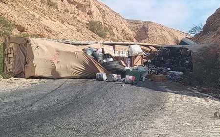 حادث مروري يشل حركة السير في عقبة وادي العين بحضرموت