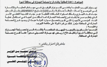 محافظ شبوة يرفع مذكرة بإنشاء فرع للجمارك لتسهيل حركة الاستيراد عبر ميناء قناء