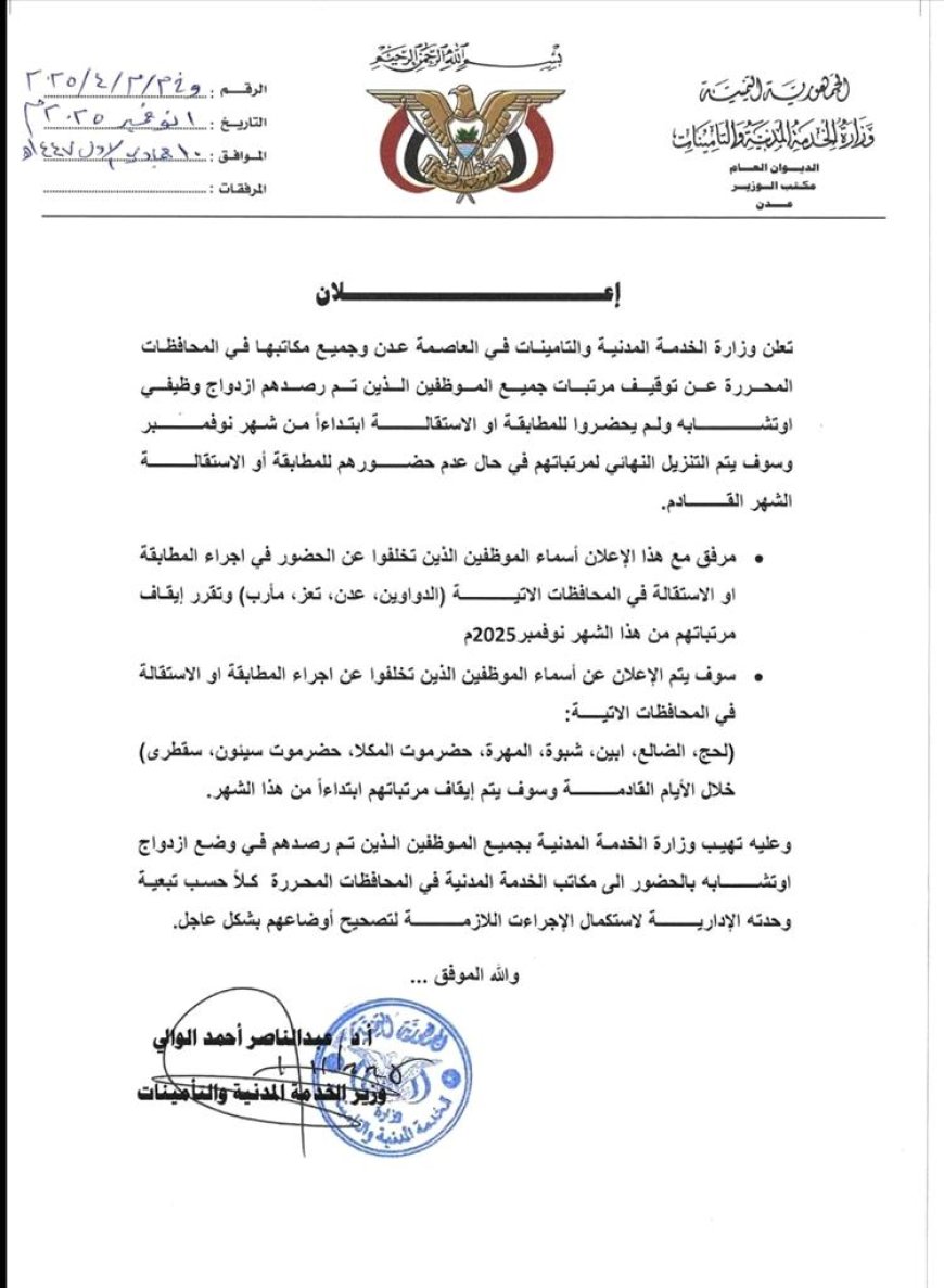 ما سبب إيقاف صرف المرتبات ابتداءً من نوفمبر 2025؟.. تفاصيل