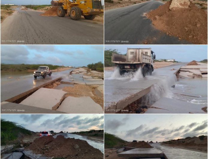 شاهد الصور.. تضرر جسر بشار جراء السيول وصحفي يوجه رسالة غاضبة