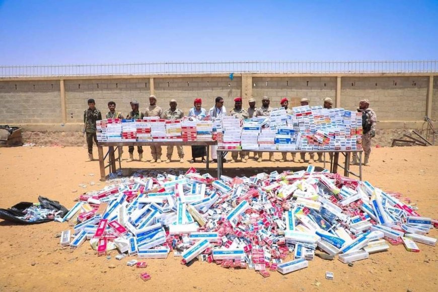 قوات درع الوطن تتلف 22 ألف علبة سيجارة في منفذ الوديعة 