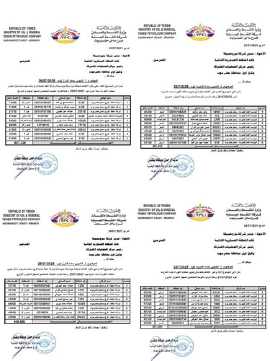شركة النفط تفضح تلاعب حلف بن حبريش باحتجاز مشتقات الكهرباء رغم التصاريح الرسمية