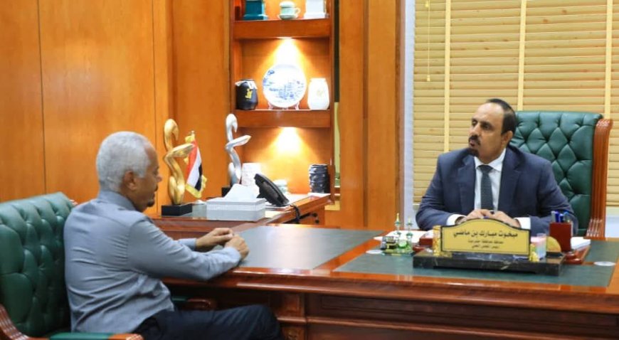 محافظ حضرموت يلتقي خبير الطاقة والنفط والغاز المهندس عمر الحيقي القادم من أمريكا