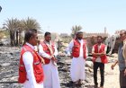 الهلال الأحمر اليمني بالمهرة ينفذ استجابة للمتضررين من حريق مخيم النازحين في نشطون