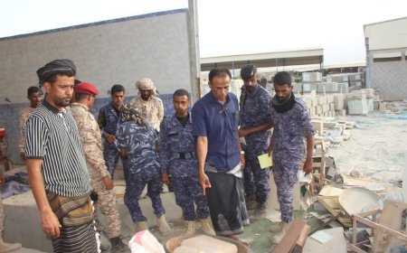 جهاز البحث الجنائي بساحل حضرموت يداهم أربعة معامل غير قانونية لتعدين الأحجار