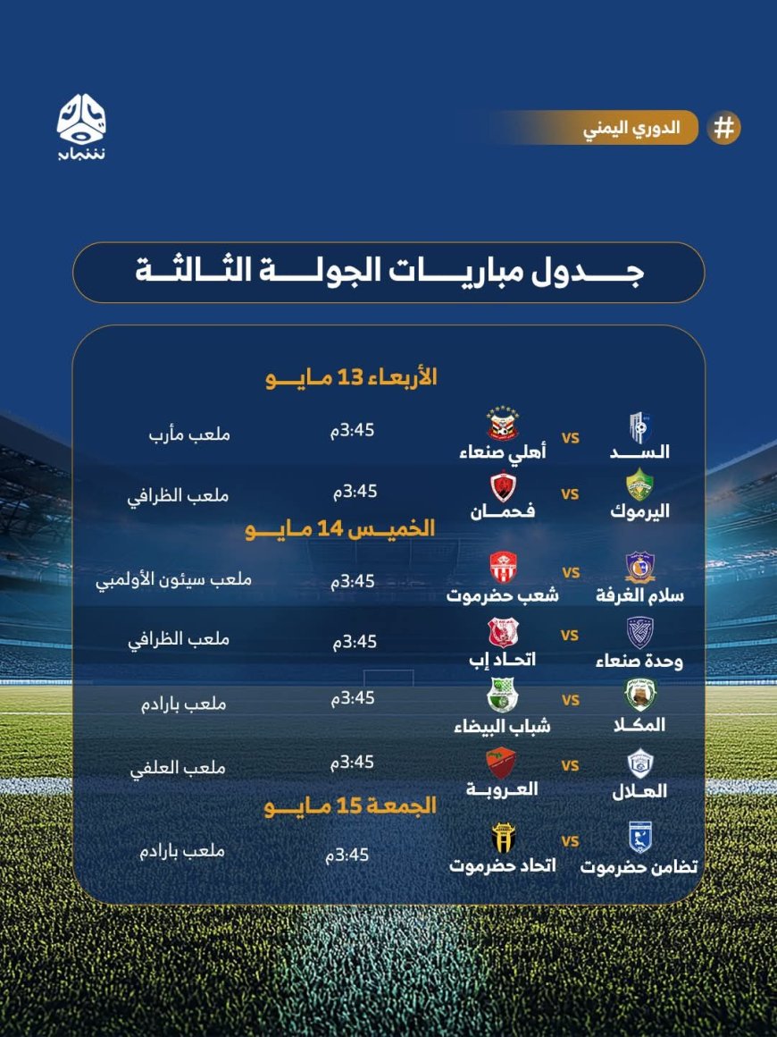 الإثارة متواصلة في دوري الدرجة الأولى اليمني.. تعرف على مباريات الجولة الثالثة