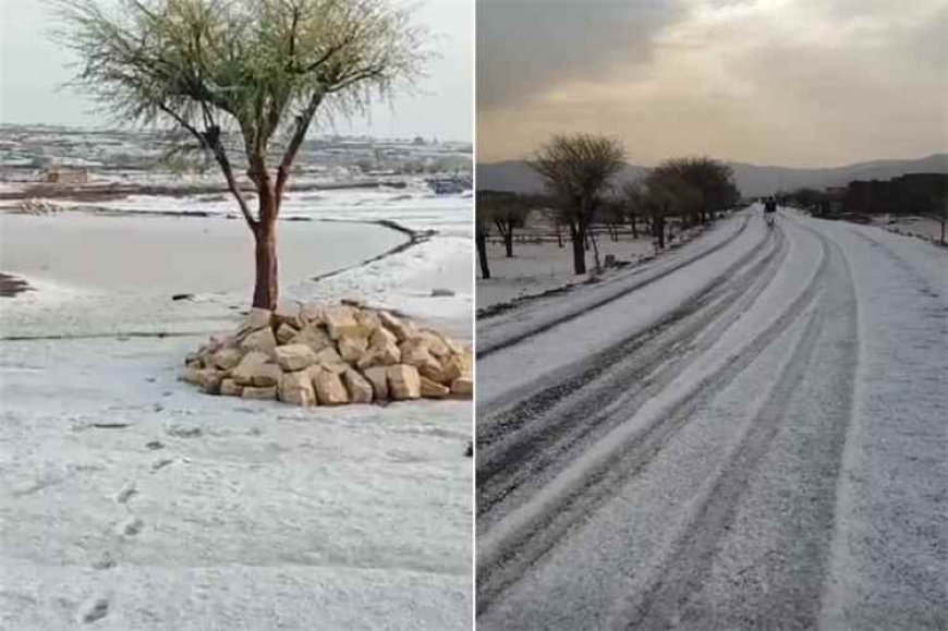 في ذروة الصيف.. عاصفة برد كثيفة تضرب محافظة يمنية