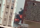 احتراق قارب صيد بمحيط ميناء المعلا بعدن