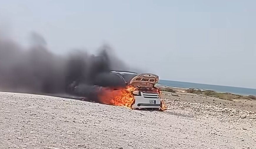 احتراق باص في حصيصة غرب حضرموت والركاب ينجون بسلام