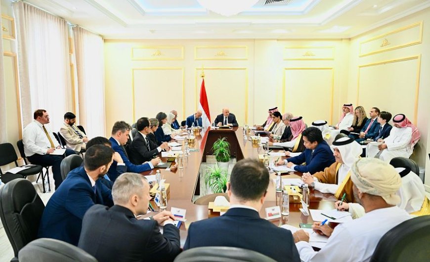 خلال اجتماعه بسفراء الدول الراعية.. العليمي: لا تساووا بين الدولة والحـ.ـوثيين