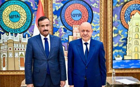 من الجبهات إلى الشريط الساحلي.. العليمي يناقش مع بن الوزير ملفات الأمن والتهريب في شبوة