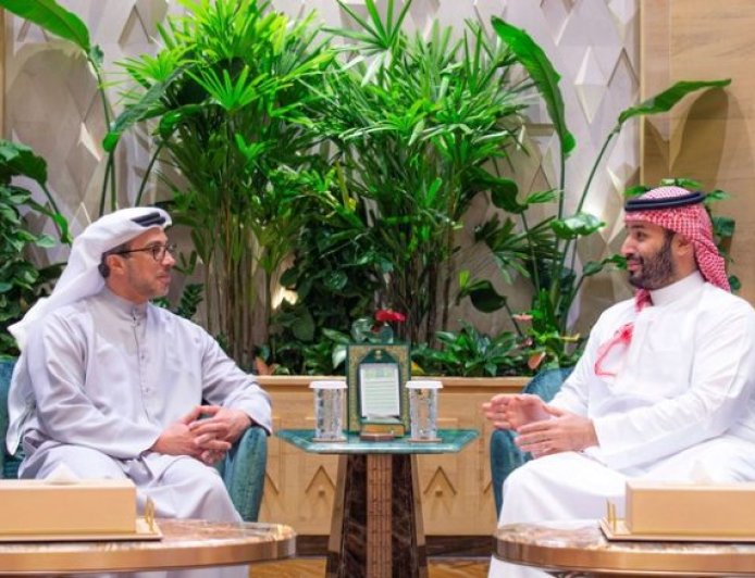 ولي العهد السعودي يلتقي منصور بن زايد في الرياض ويبحثان تطورات المنطقة
