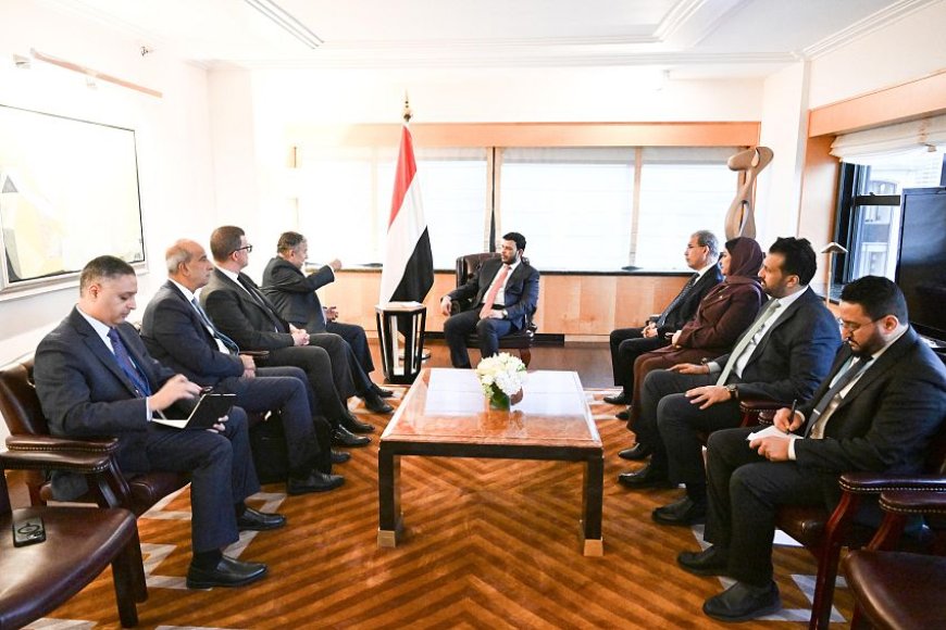 خلال لقائه بالأمين العام للجامعة العربية.. العليمي يفتح ملف الحـ.ـوثيين والتدخلات الإيرانية