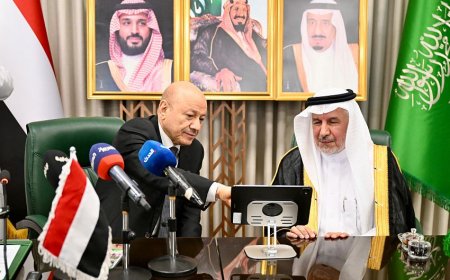 من الرياض.. العليمي يدشن حزمة مشاريع سعودية لإغاثة تعز والمحافظات اليمنية